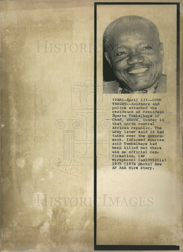 1975 Press Photo President Ngarta Tombalbaya Chad coup - Historic Images
