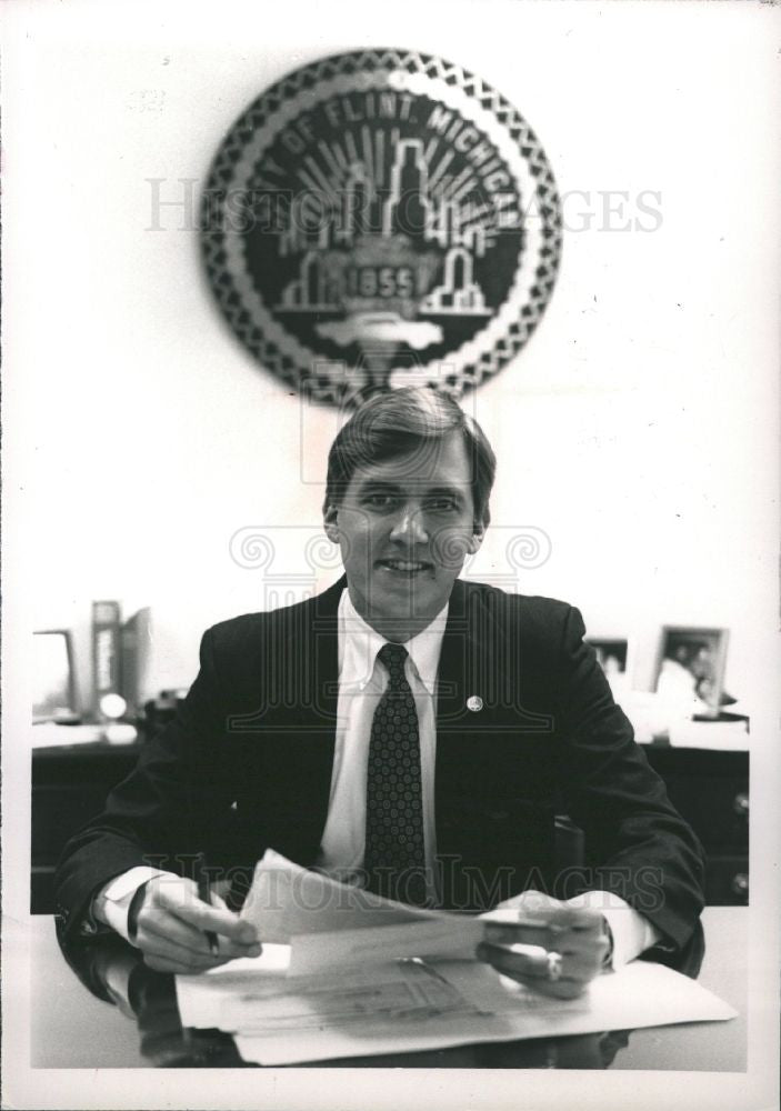 1989 Press Photo Flint Mayor Matthew Collier - Historic Images