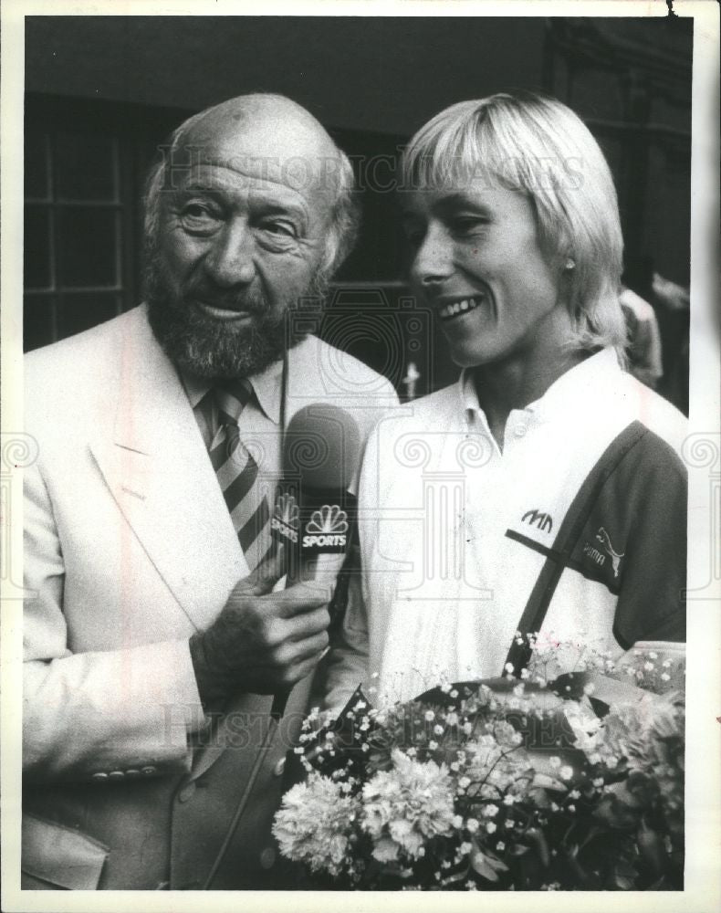 1987 Press Photo Bud Collins, Navroatilova, Tennis - Historic Images