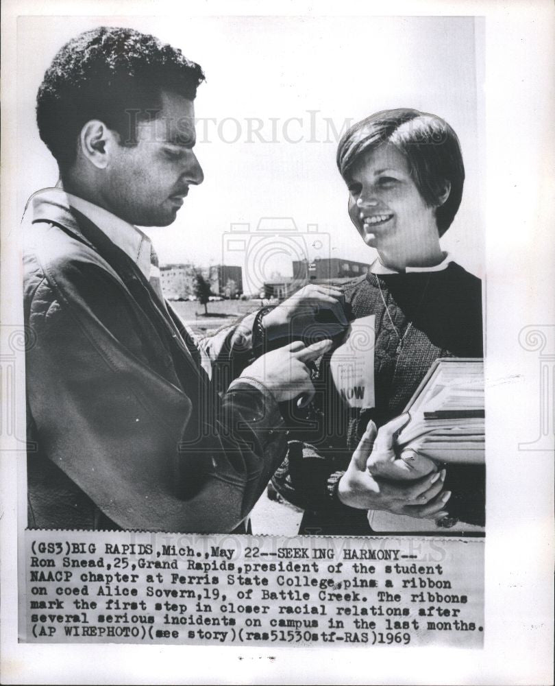 1969 Press Photo Ferris State College NAACP President - Historic Images