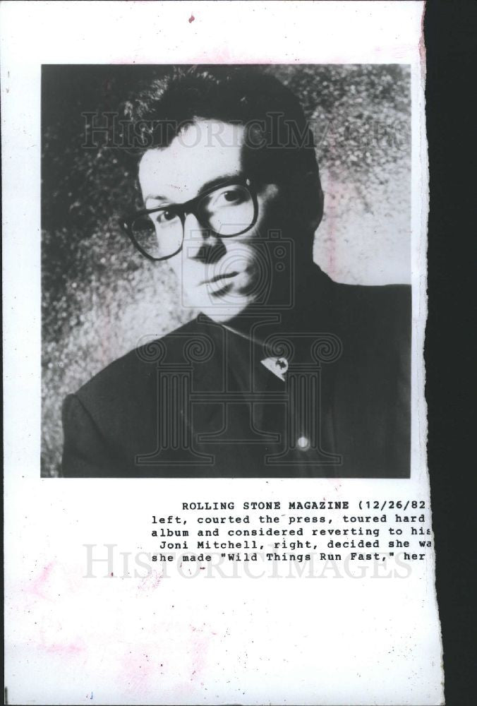 1982 Press Photo Elvis Costello English singer punk - Historic Images