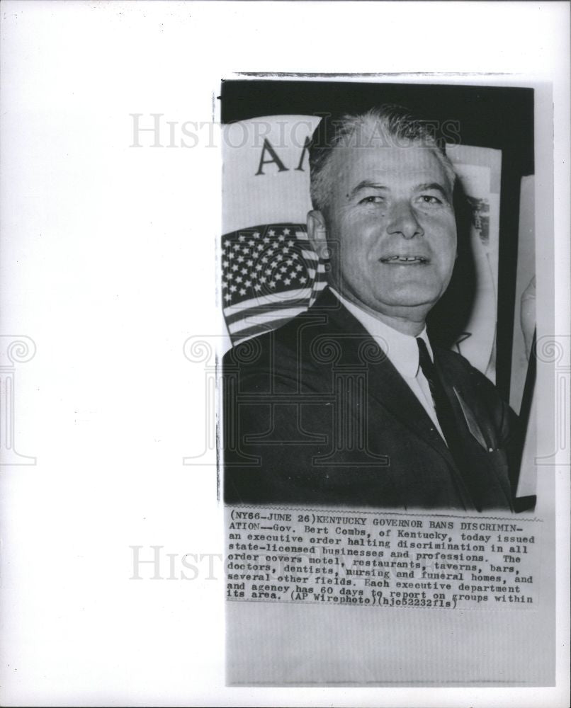 1963 Press Photo Bertram Thomas Combs politician - Historic Images
