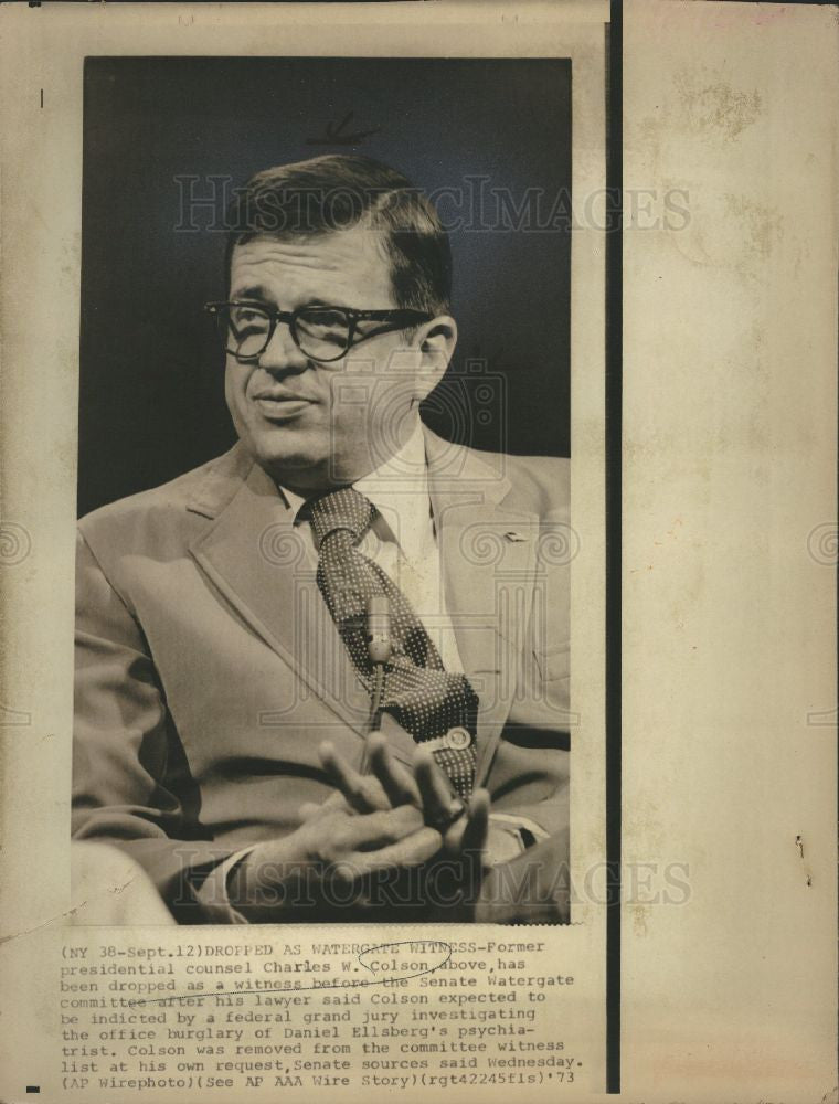 1974 Press Photo Charles W. Colson Republican - Historic Images