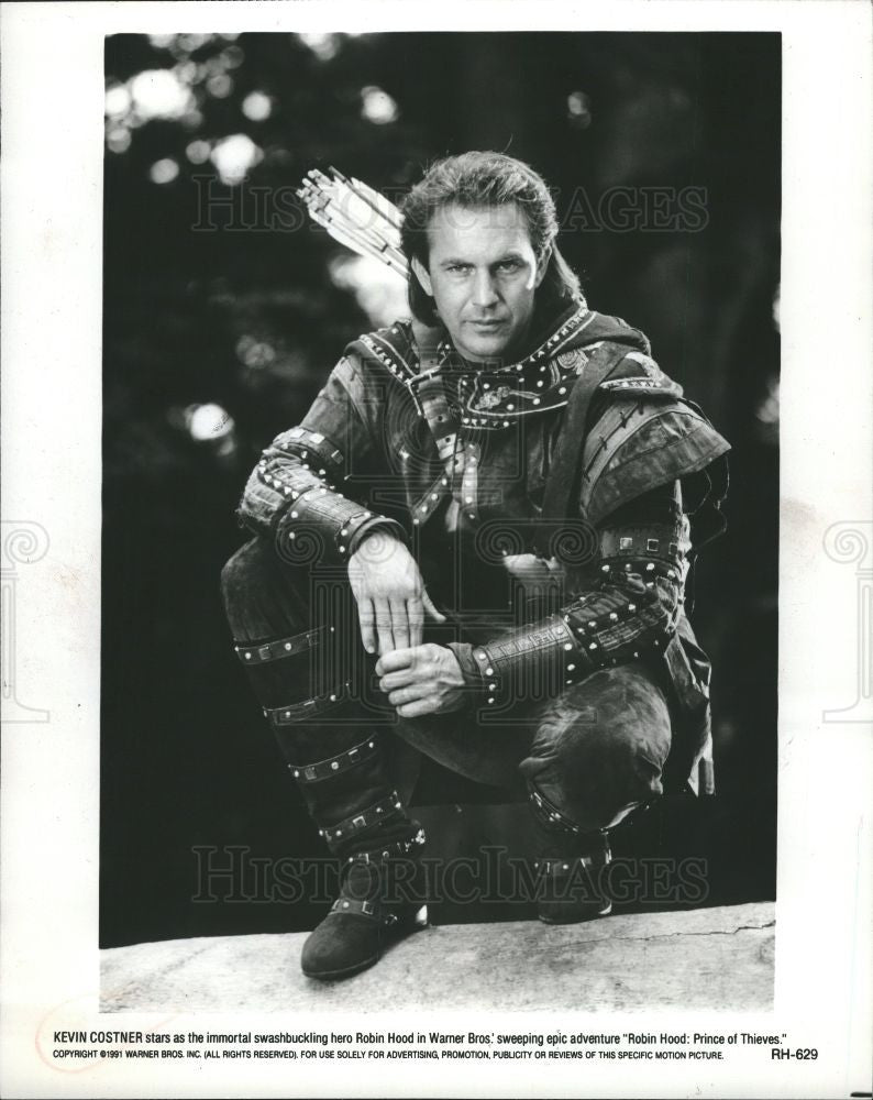 1991 Press Photo Kevin Costner actor Robin Hood - Historic Images