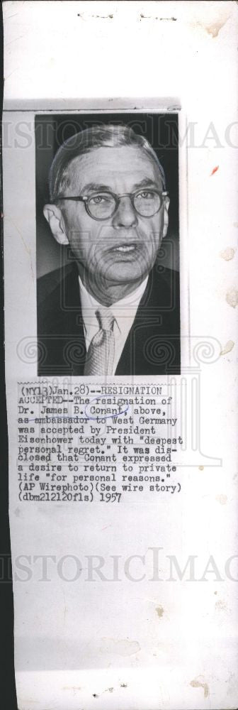 1957 Press Photo Dr. James B. Conant W. Germany - Historic Images