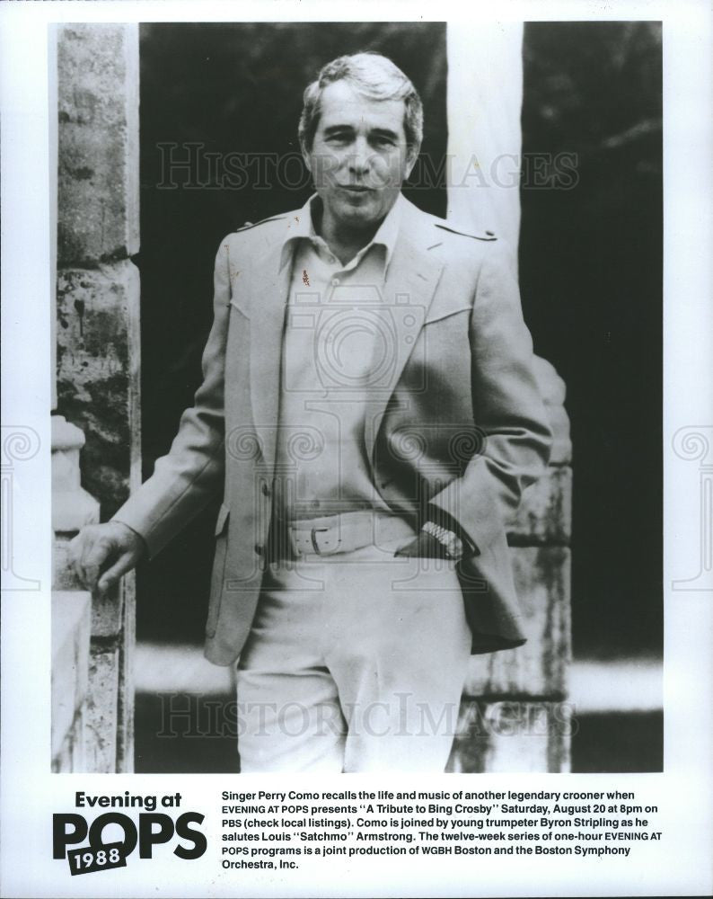 1988 Press Photo Perry Como Singer EVENING AT POPS - Historic Images