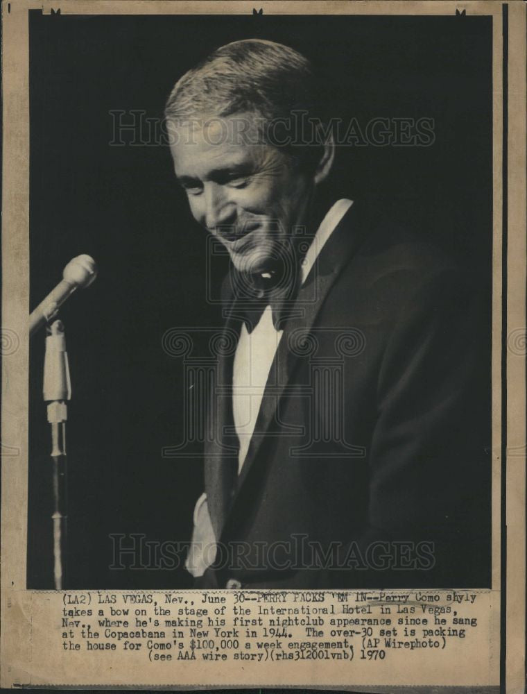 1970 Press Photo Perry Como - night club appearance - Historic Images