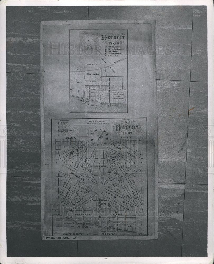 1963 Press Photo Detroit histoical history city maps - Historic Images