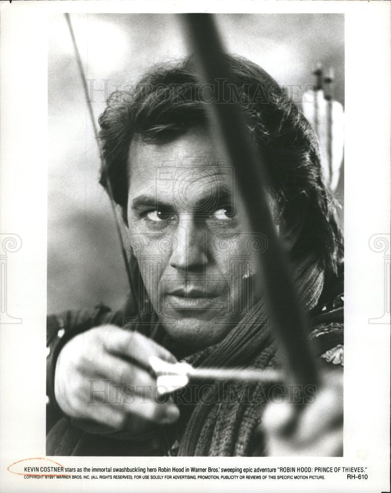 1991 Press Photo Kevin Costner actor Prince Robin Hood - Historic Images