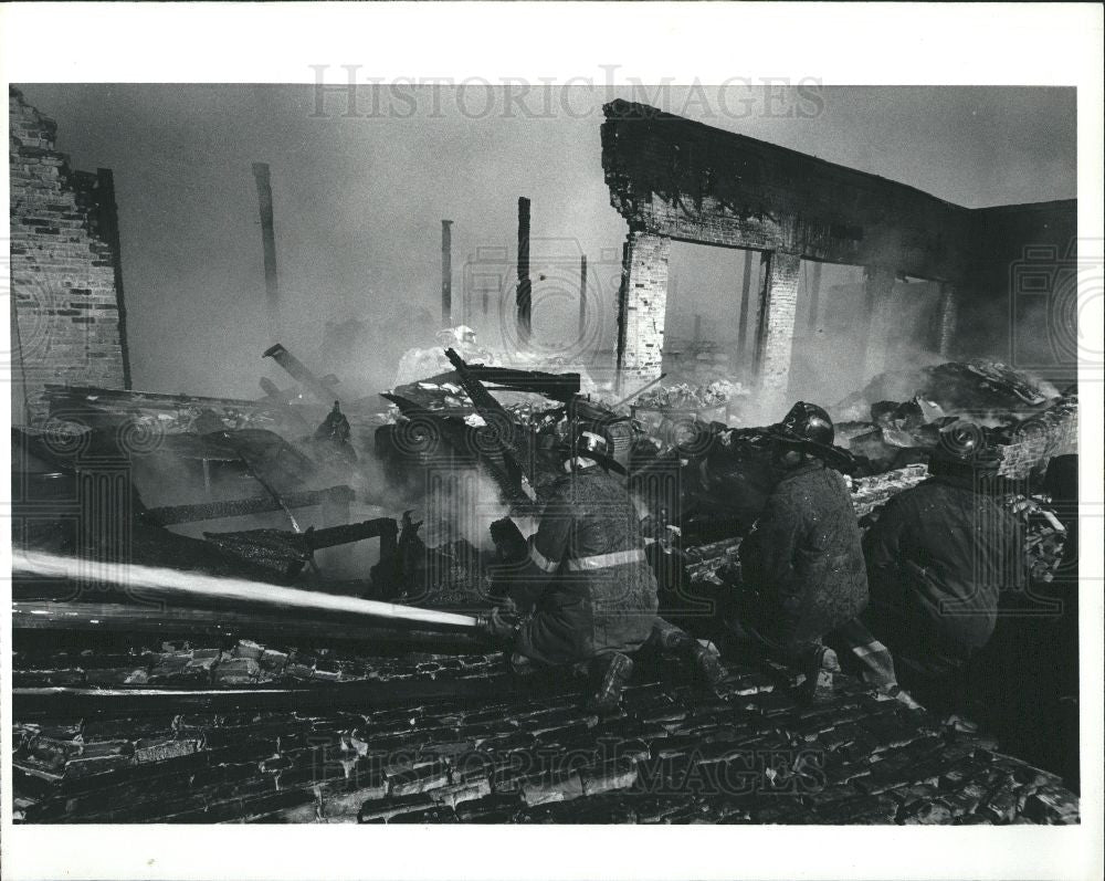 1981 Press Photo Fire, Chemserve Corp warehouse, Detroi - Historic Images