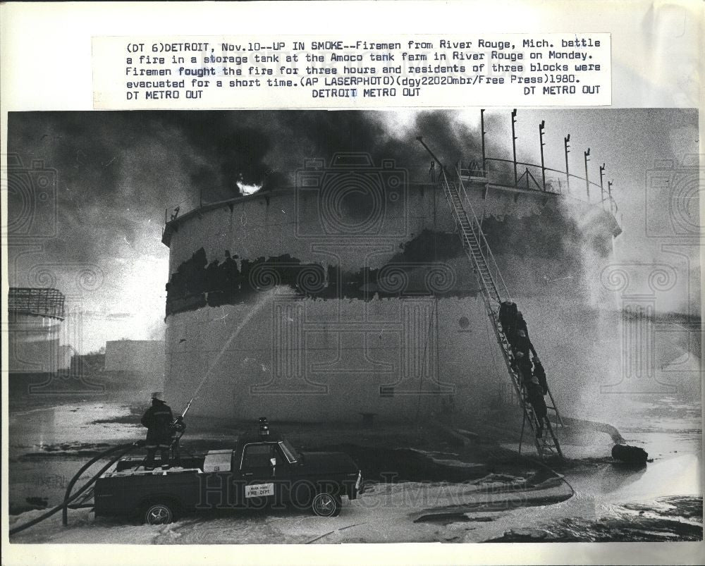 Press Photo Fire 1980 River Rouge Michigan - Historic Images