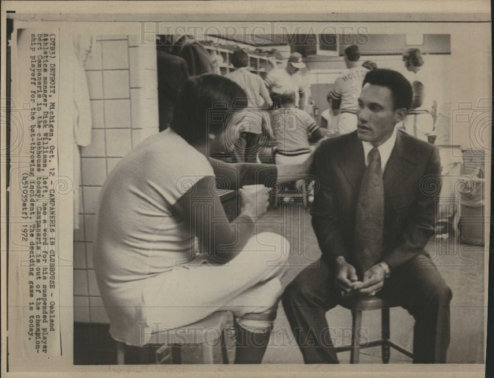 1972 Press Photo Dick Williams coach manager Player MLB - Historic Images