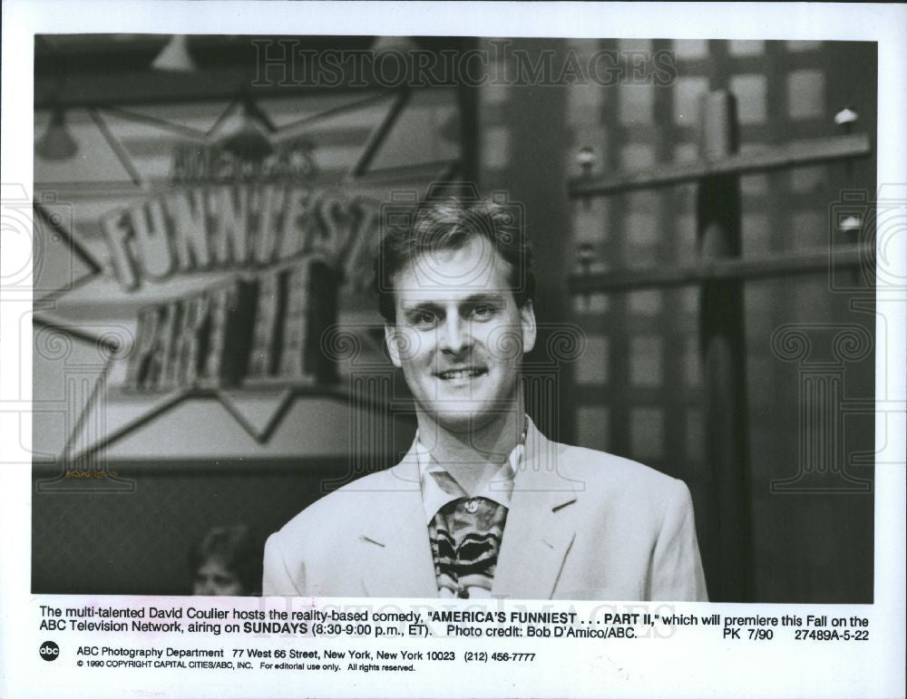 1990 Press Photo David Coulier host Comedian Funniest - Historic Images