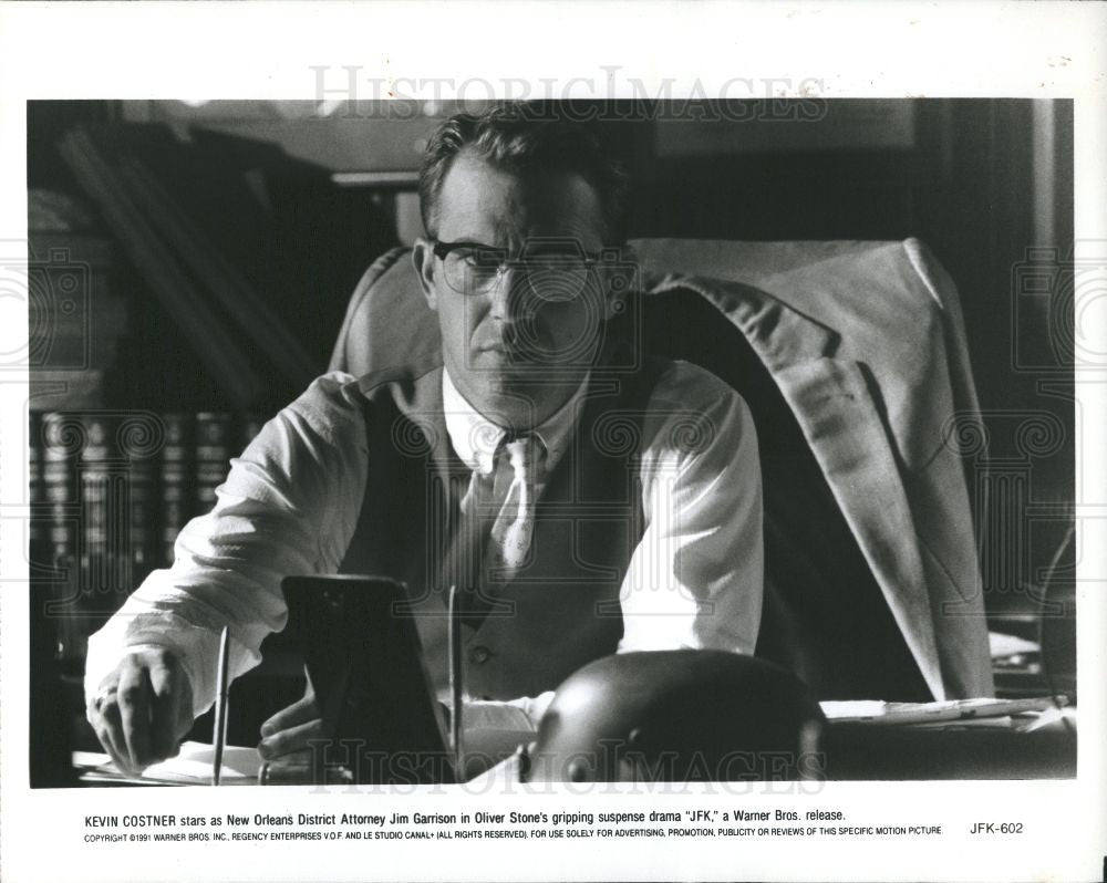 1992 Press Photo Kevin Costner Actor JFK - Historic Images
