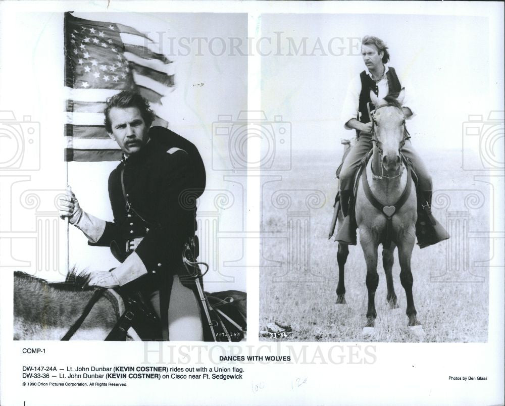 1990 Press Photo Kevin Costner American actor Dunbar - Historic Images
