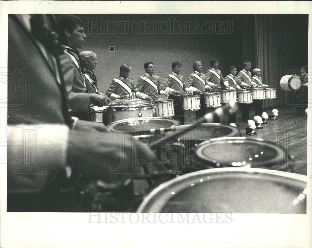 1987 Press Photo Plymouth marching band centennial - Historic Images