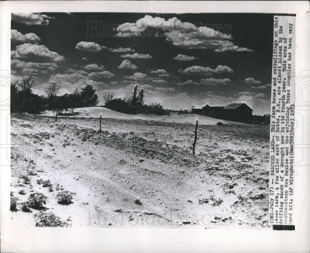 1953 Press Photo drought Texas farm hobbs new mexico - Historic Images