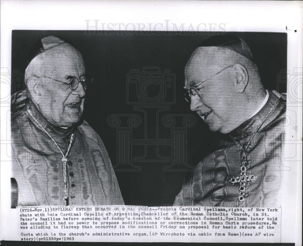 1963 Press Photo Cardinal Spellman Curia Council Rome - Historic Images