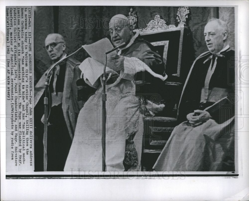 1962 Press Photo Pope John Sistine Chapel diVignale - Historic Images