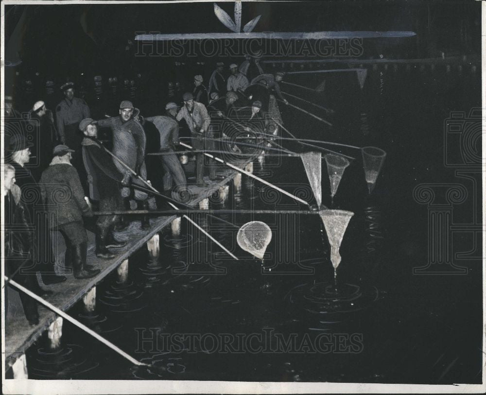 1949 Press Photo Smelt horde, fishermen - Historic Images