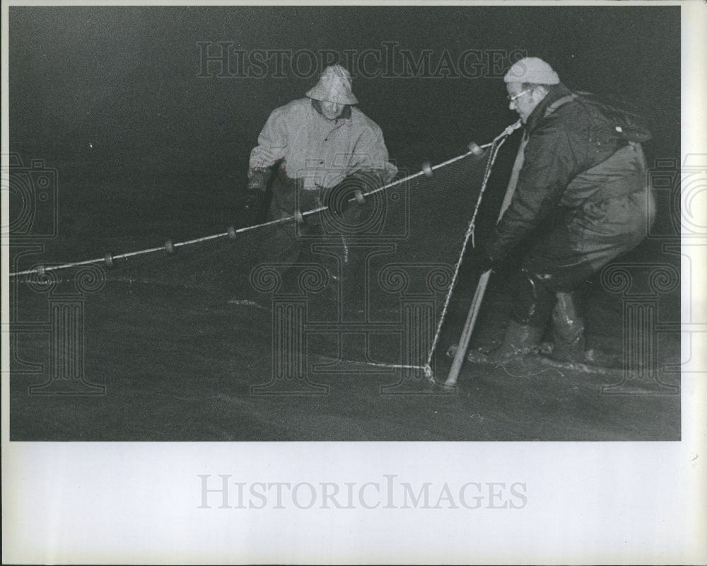 1976 Press Photo Smelt Fish School Spawn Fishing Net - Historic Images