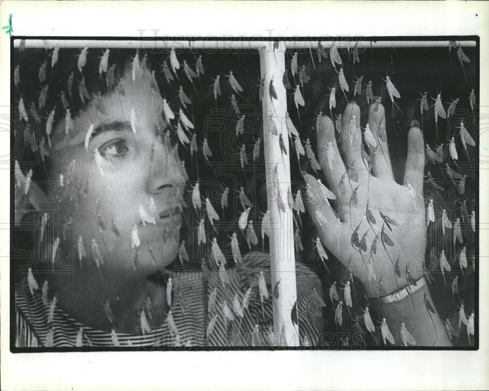 1985 Press Photo Agatha Moceri, fish flies - Historic Images