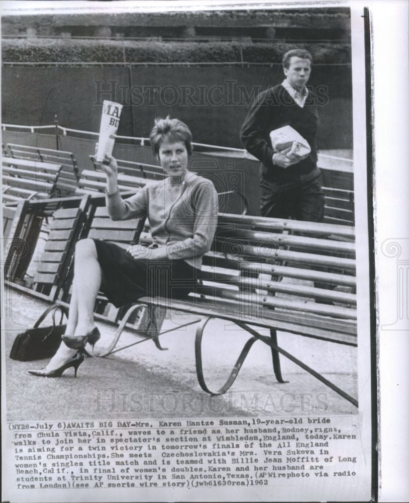 1962 Press Photo Karen Hantze Susman Wimbledon - Historic Images
