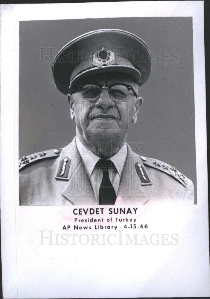 1966 Press Photo Cevdet Sunay Turkish Army Officer - Historic Images