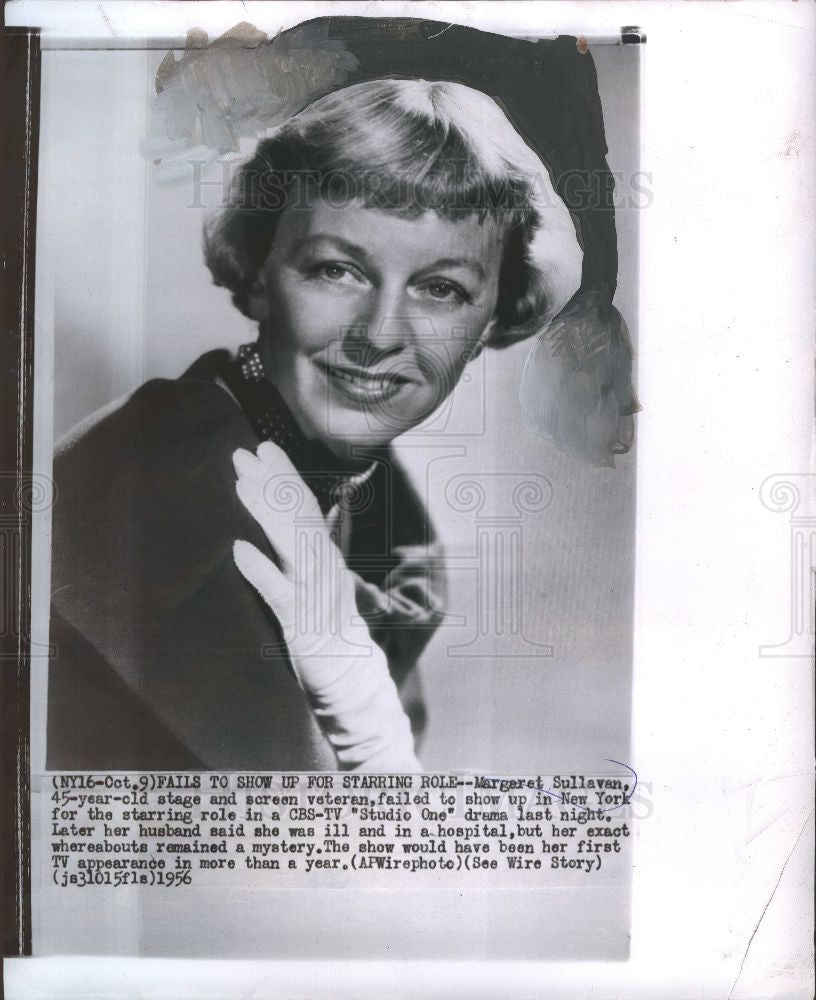 1956 Press Photo Margaret Sullavan Actress Studio One - Historic Images