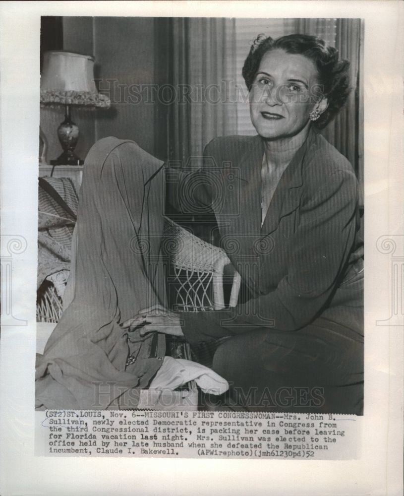 1952 Press Photo Mrs. John B. Sullivan - Historic Images