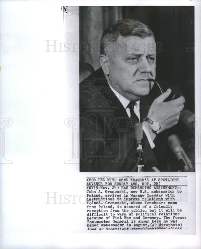1965 Press Photo John Gronouski U.S. Ambassador - Historic Images