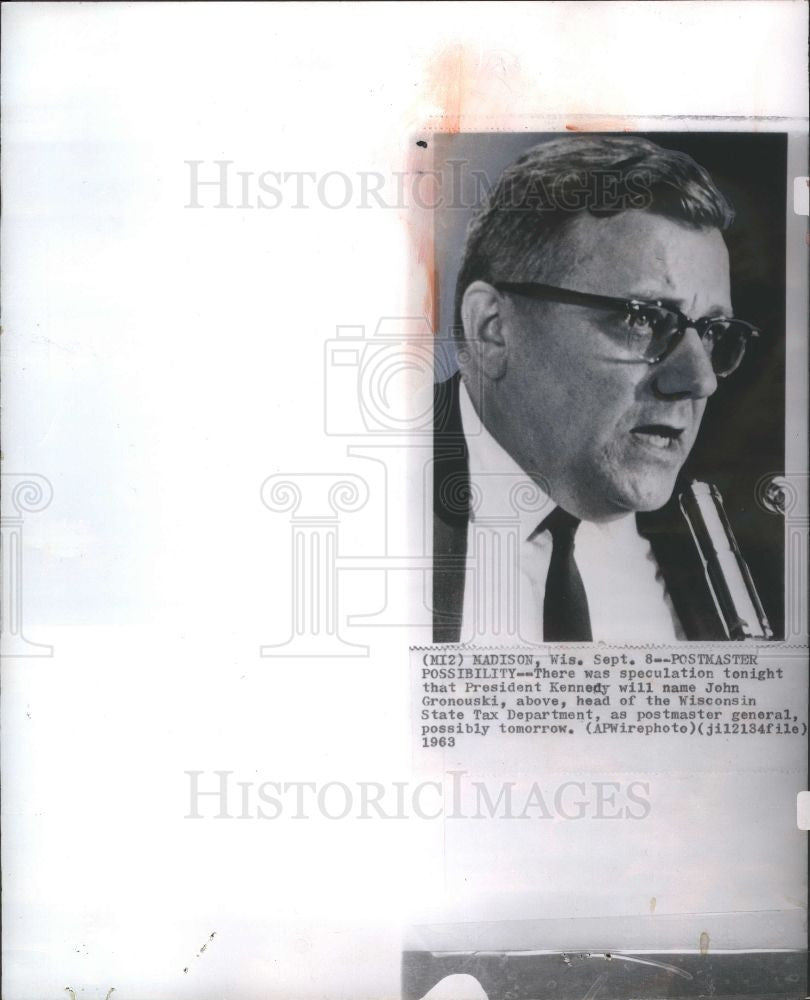 1963 Press Photo Postmaster Gnrl Possibility for John - Historic Images