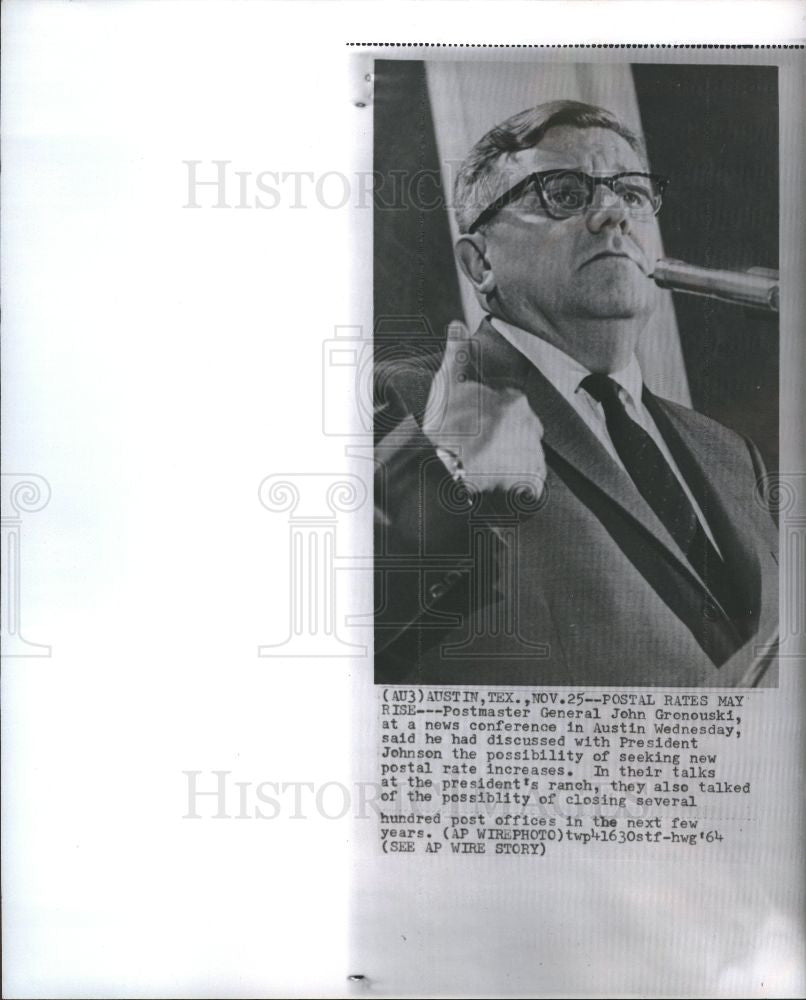 1964 Press Photo John Gronouski Postmaster General - Historic Images