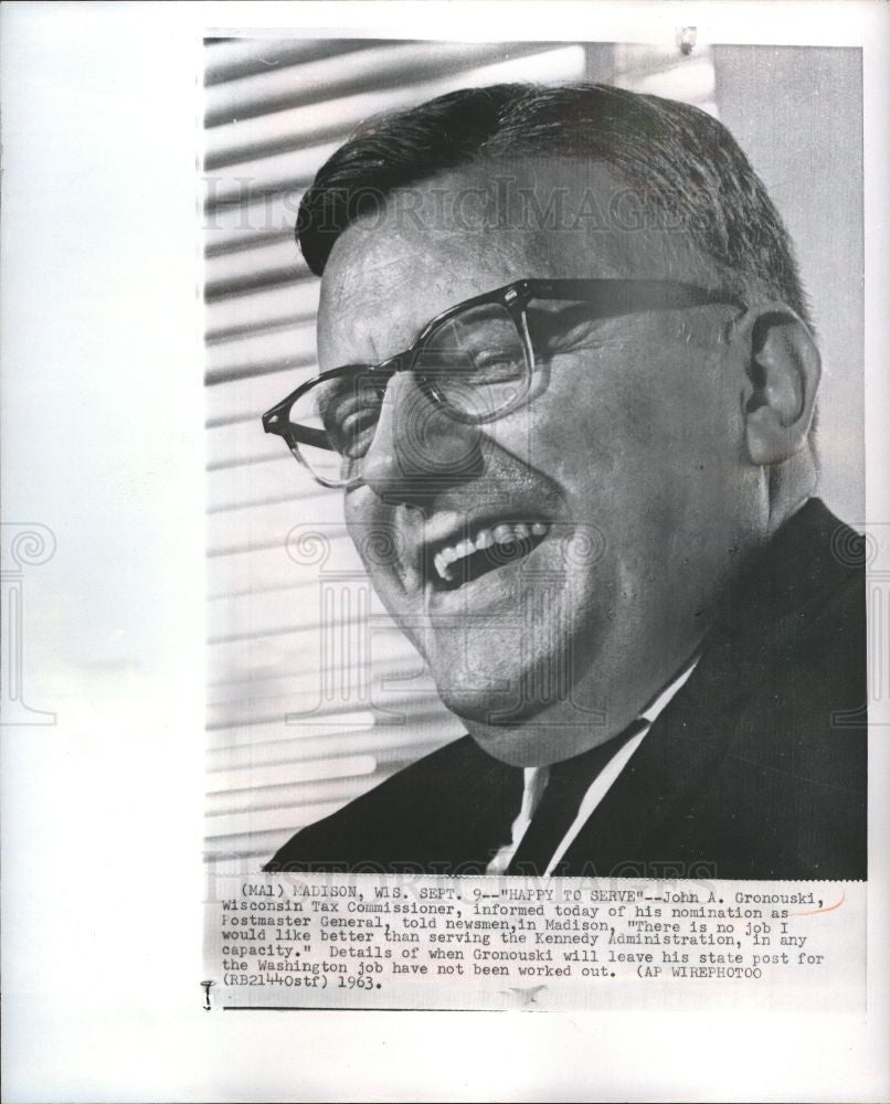 1963 Press Photo John Austin Gronouski commissioner - Historic Images