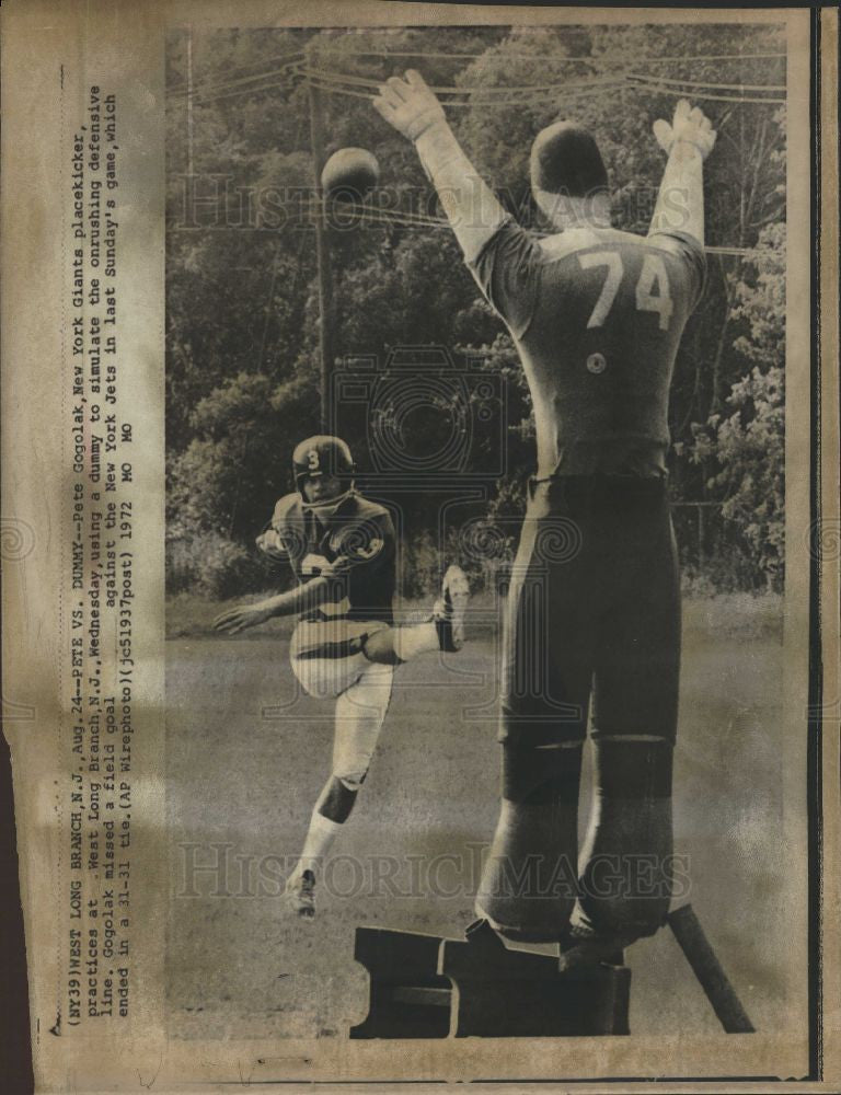 1972 Press Photo Pete Gogolak Football Placepicker - Historic Images