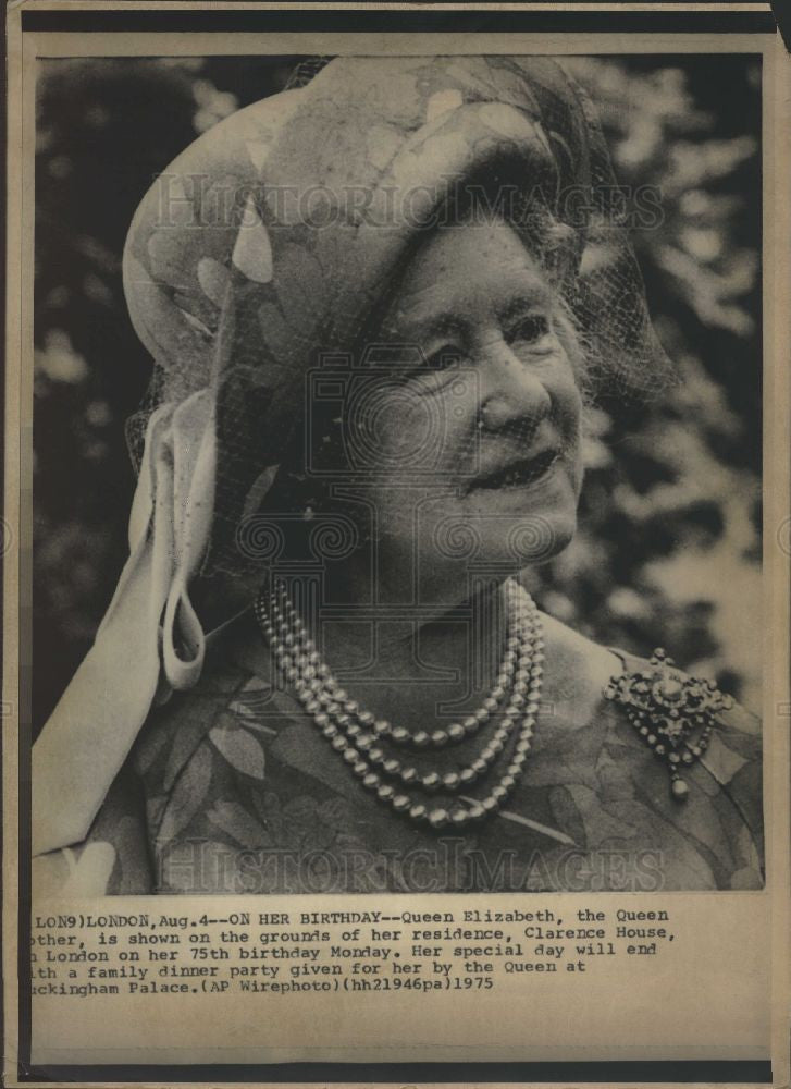 1975 Press Photo Queen Elizabeth The Queen Mother - Historic Images