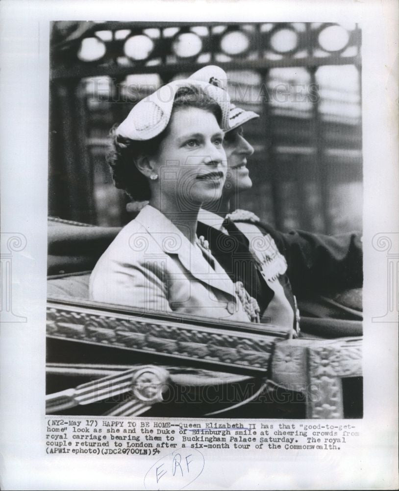 1954 Press Photo Queen Elizabeth Duke Edinburgh Tour - Historic Images