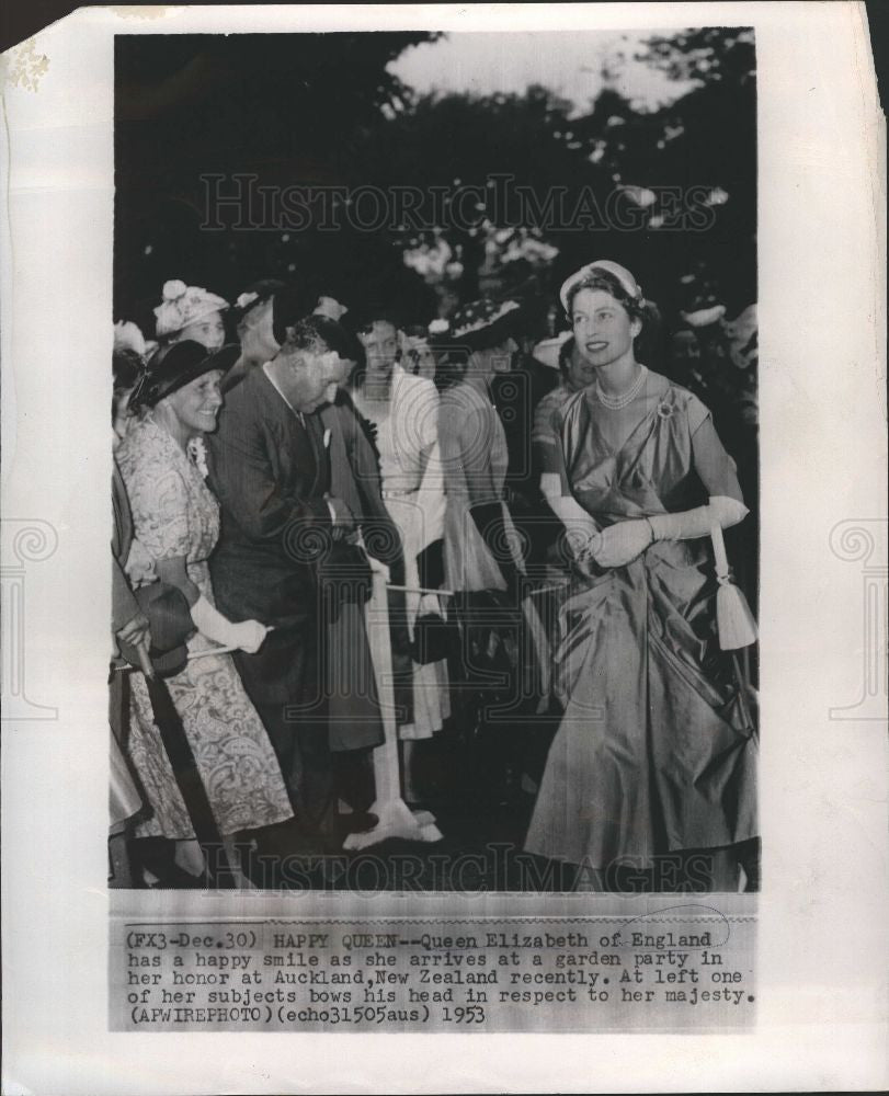 1954 Press Photo Queen Elizabeth of England Auckland - Historic Images