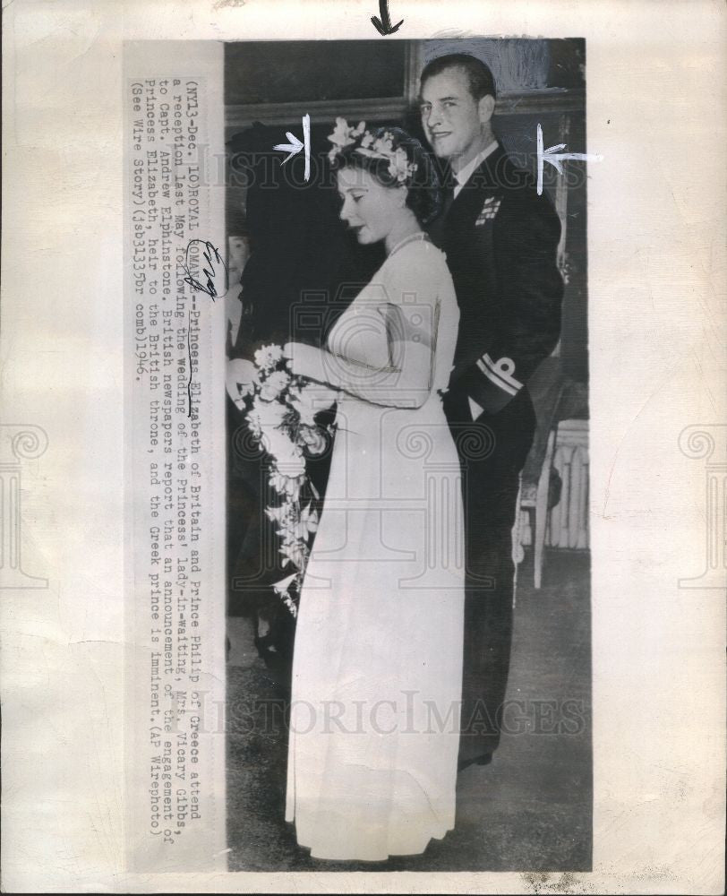 1946 Press Photo Princess Elizabeth Prince Philip - Historic Images