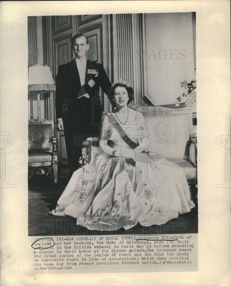 1948 Press Photo Queen Elizabeth and Duke of Edinburgh - Historic Images
