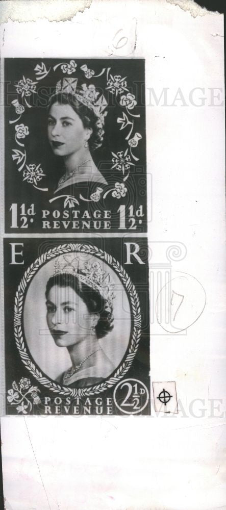 1952 Press Photo Queen Elizabeth II postage stamp 1952 - Historic Images