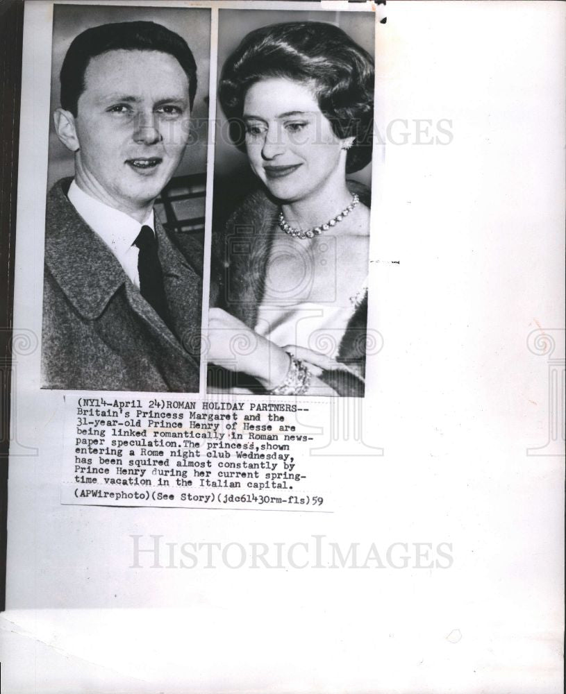 1959 Press Photo Princess Margaret Prince Henry Rome - Historic Images