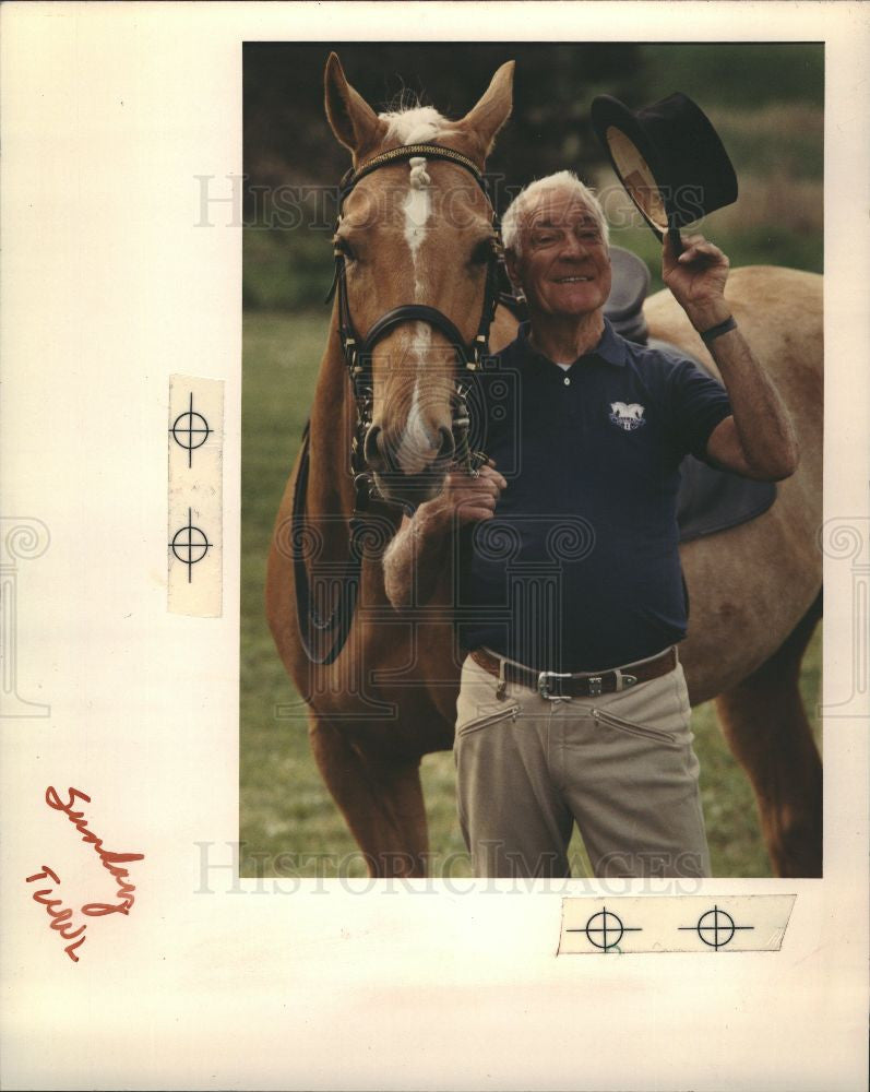 1989 Press Photo Chuck Grant trainer Horses - Historic Images