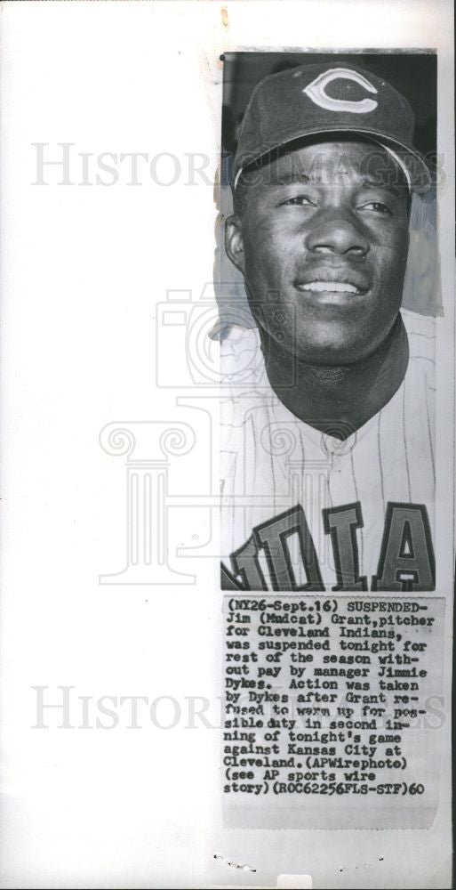 1960 Press Photo Jim Grant Cleveland Indians Pitcher - Historic Images
