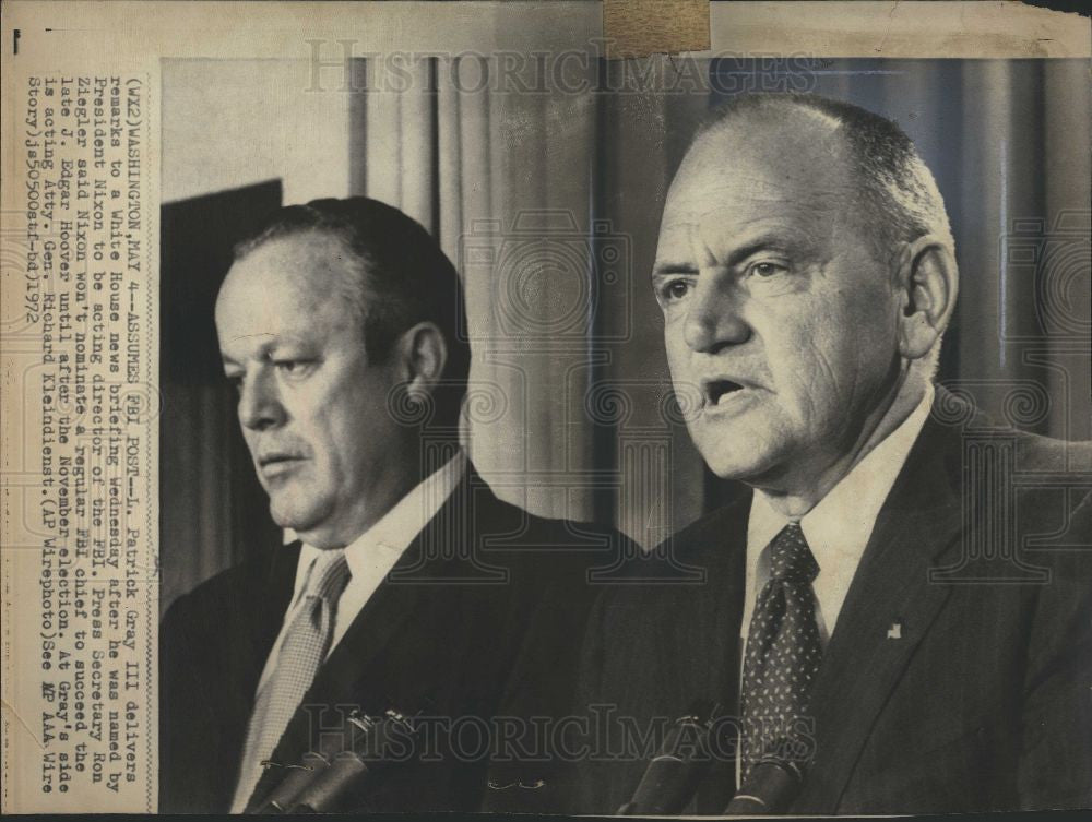 1973 Press Photo L. Patrick Gray III FBI director Nixon - Historic Images