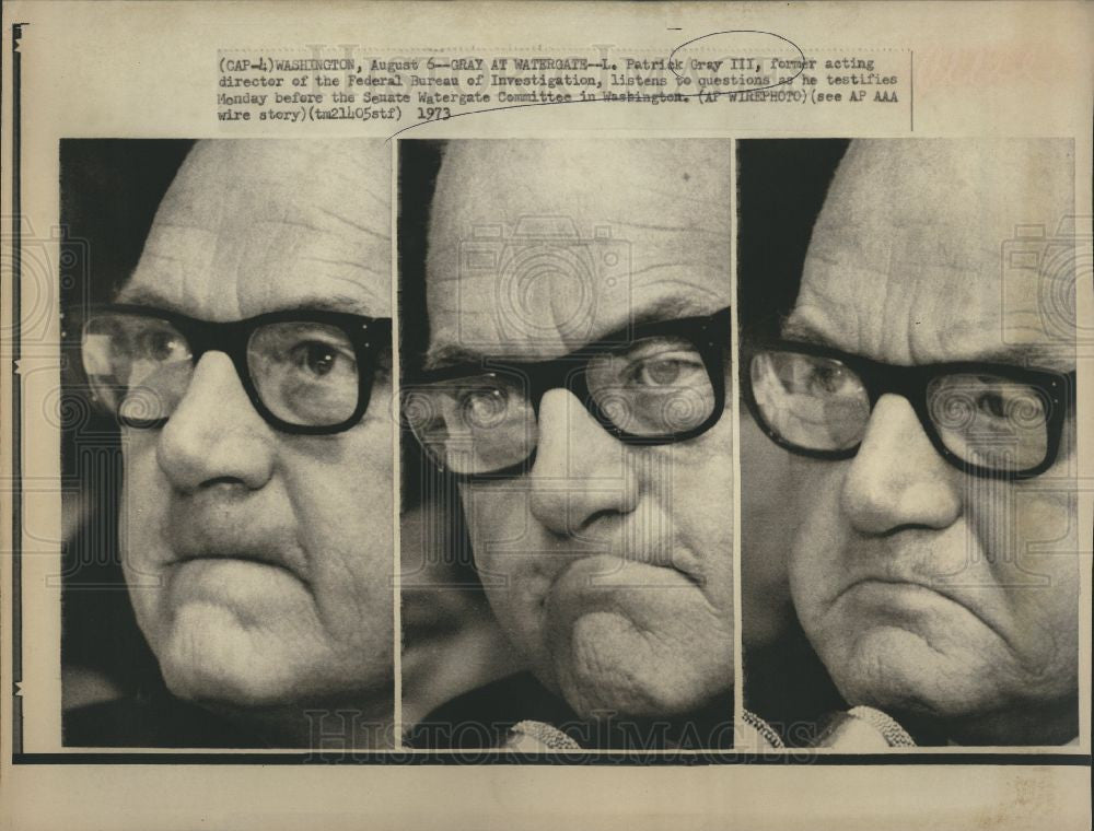 1973 Press Photo Patrick Gray III-acting director FBI - Historic Images
