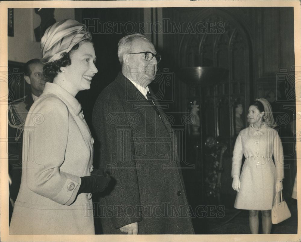 1970 Press Photo Queen Elizabeth Saragat Italy royal UK - Historic Images