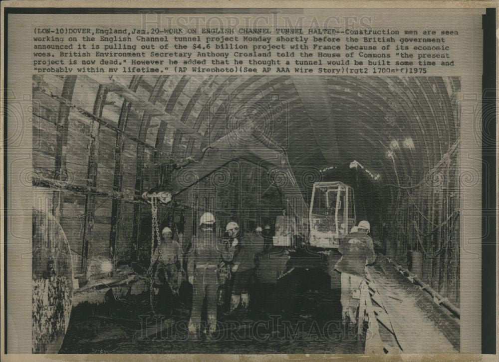 1975 Press Photo Work on English Channel Tunnel Halted - Historic Images