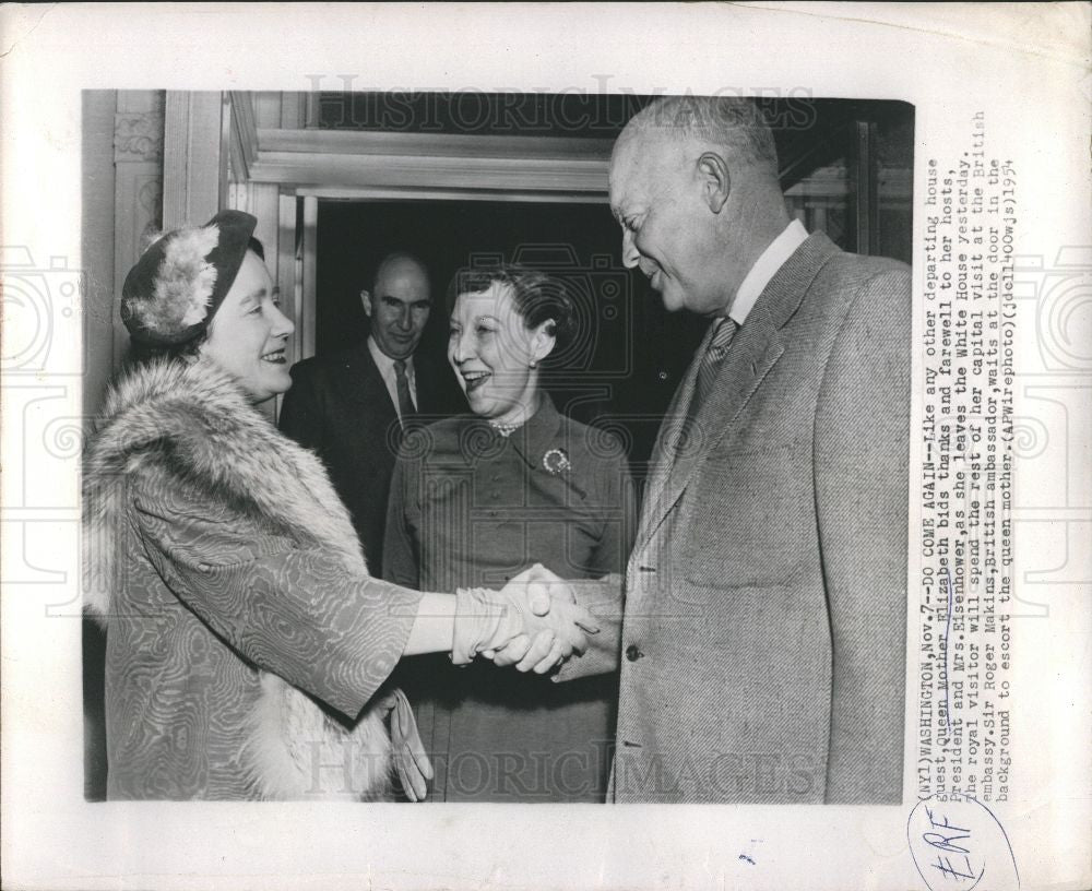 1954 Press Photo Queen Mother Elizabeth Eisenhower wife - Historic Images