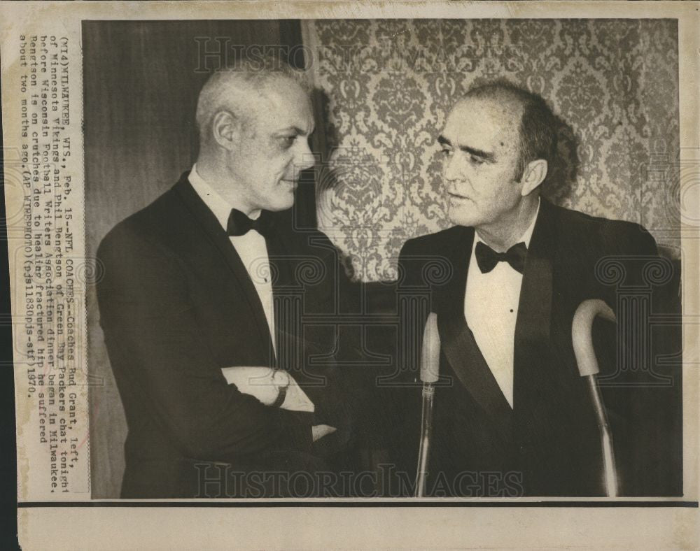 1970 Press Photo Bud Grant coach Minnesota Vikings - Historic Images